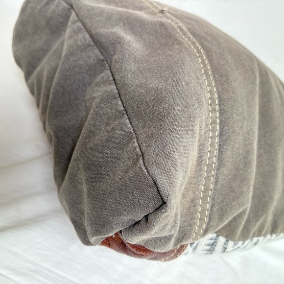 MYRA BAG Solemn Aztec Diamond Tote Bag Canvas Leather Double Strap Boho Neutral - Picture 11 of 17